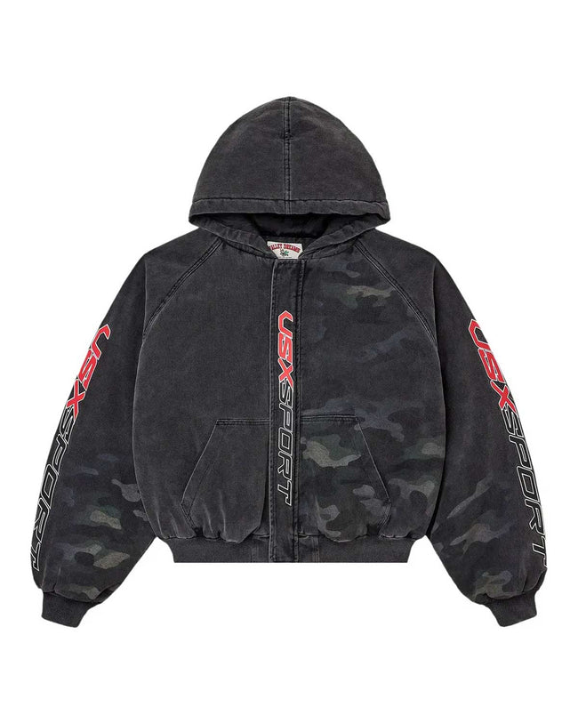 Vale Forever VSX Camo Hood Bomber Jacket Black Hover Image