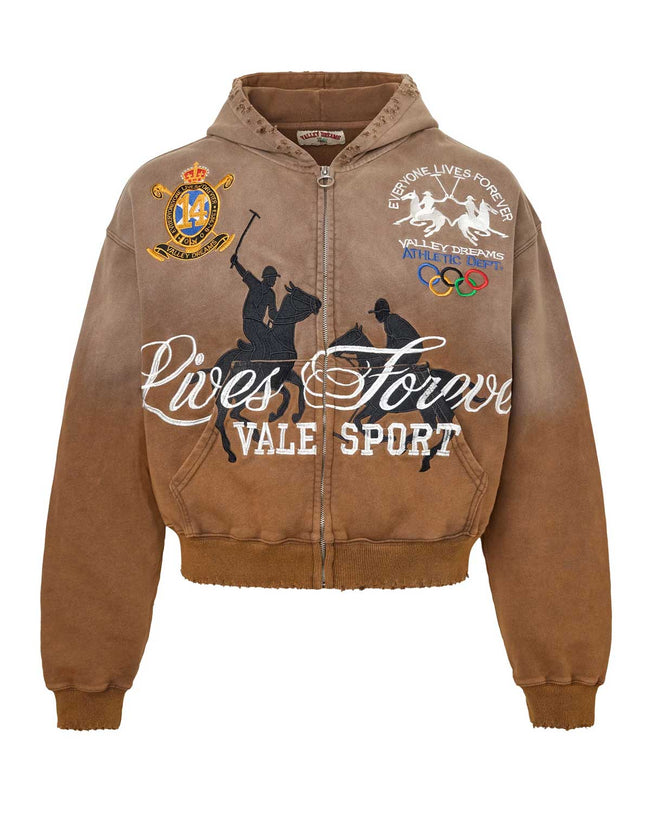 Vale Forever Vanderbilt Zip Up Hoodie Brown Hover Image
