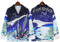 Casablanca Space Shuttle & Night Skyline Silk-Style Shirt - Navy / Blue