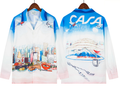 Casablanca Skyline & Dining Gradient Silk-Style Shirt - Blue / White